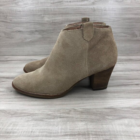 Madewell Booties Women's 9 The Billie Boot Tan Suede Zip Ankle Boot - Picture 2 of 10